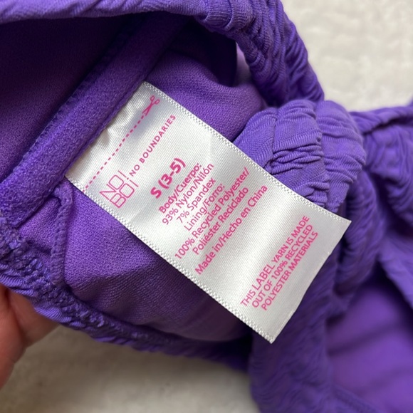 No Boundaries Purple Textured Bikini Top Lightly Padded S 3-5 - Picture 3 of 6